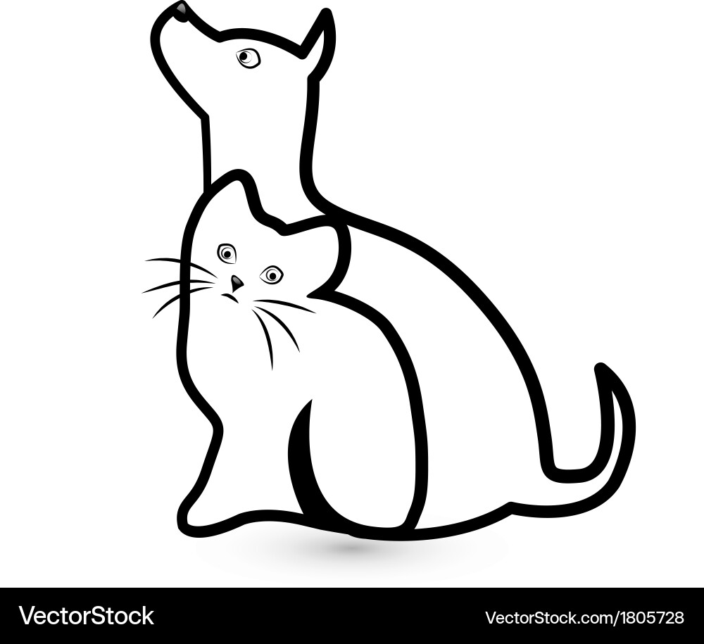 Cat and Dog Silhouettes Vector Image