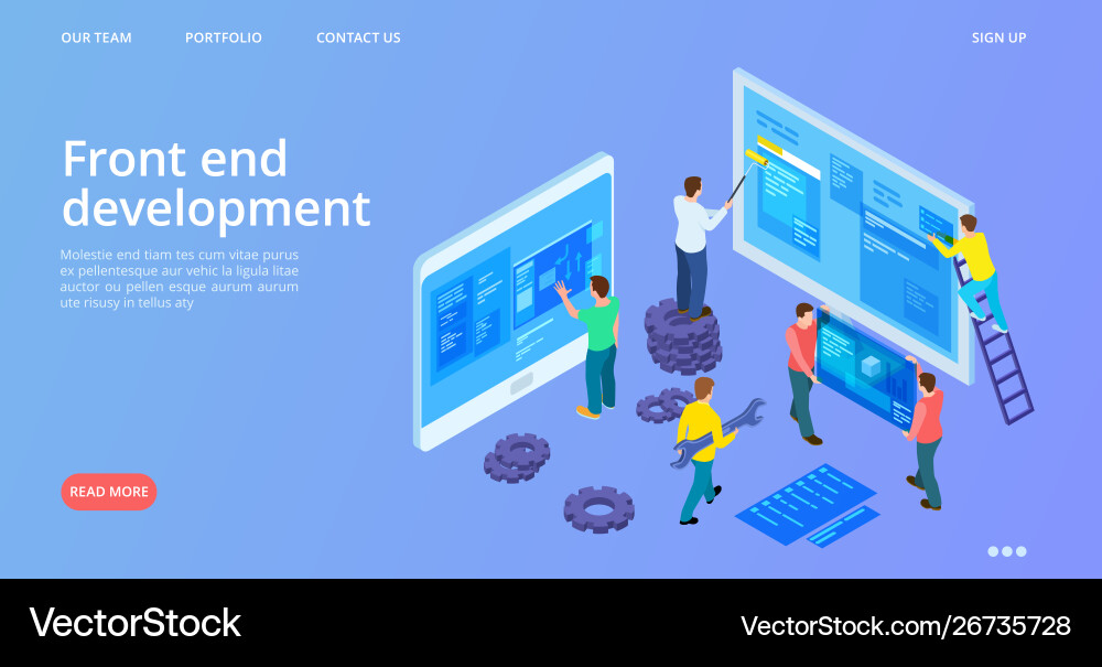 Front-End Development Isometric Interface vector image
