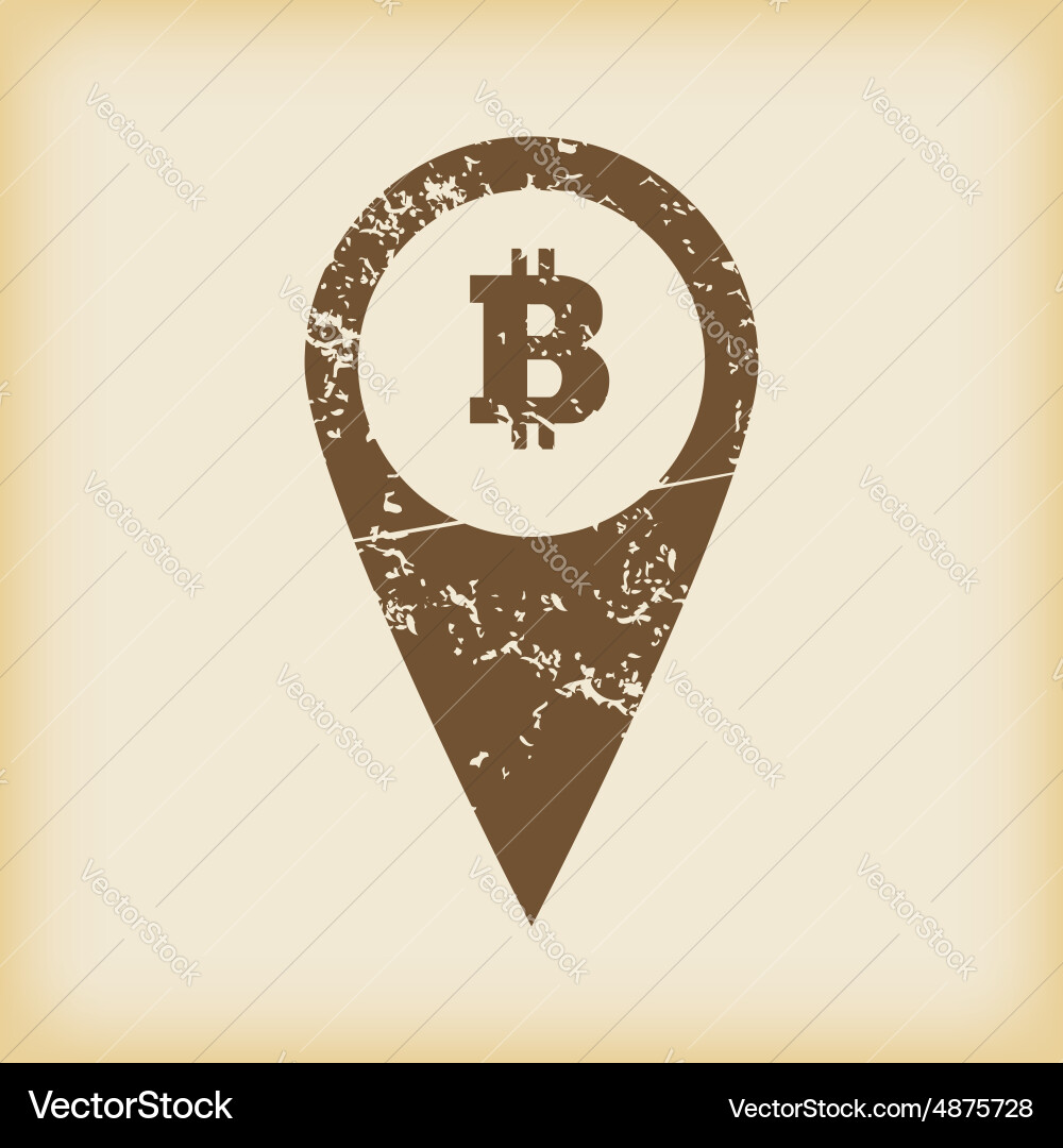 Grungy bitcoin pointer icon Vector Image