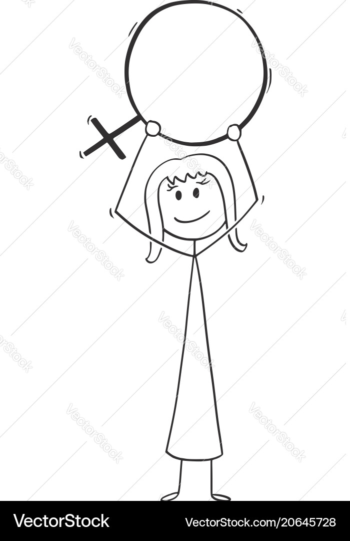Karikatur der Frau die weibliches Sexsymbol hält Karikatur der Frau die weibliches Sexsymbol hält vektorbild