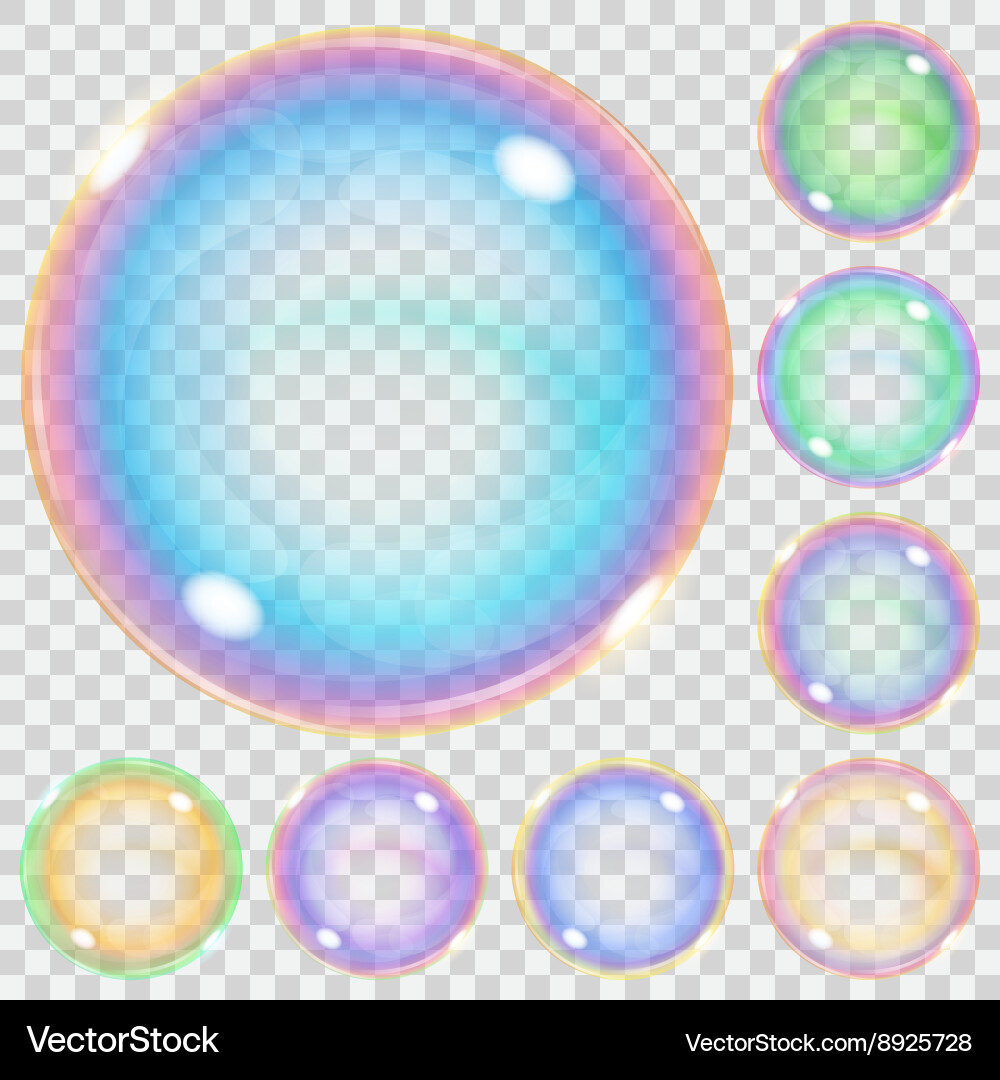 Multicolored transparent soap bubbles Royalty Free Vector