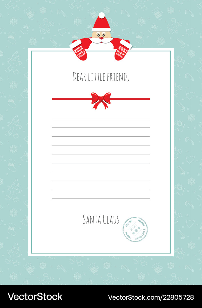 Santa claus letter decorative blank template a4 Santa claus letter decorative blank template a4 vector image