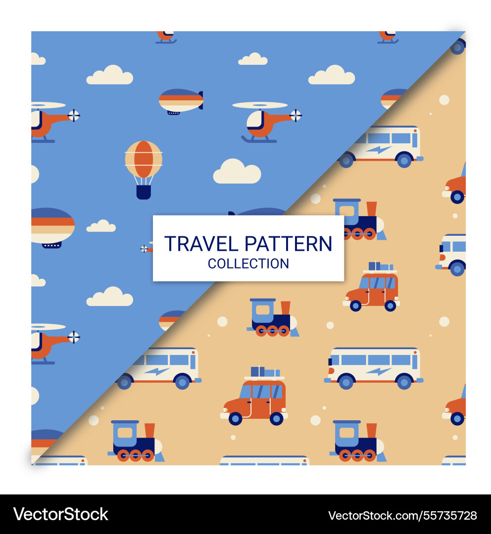 Set of transport patterns in flat design Vector Image