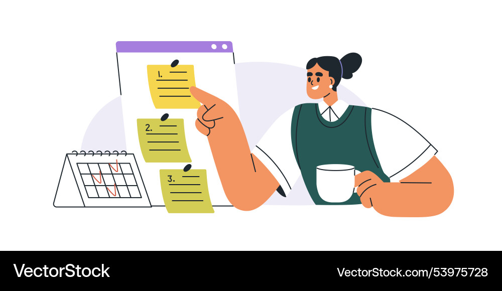 Task and time management with daily to-do list vector image