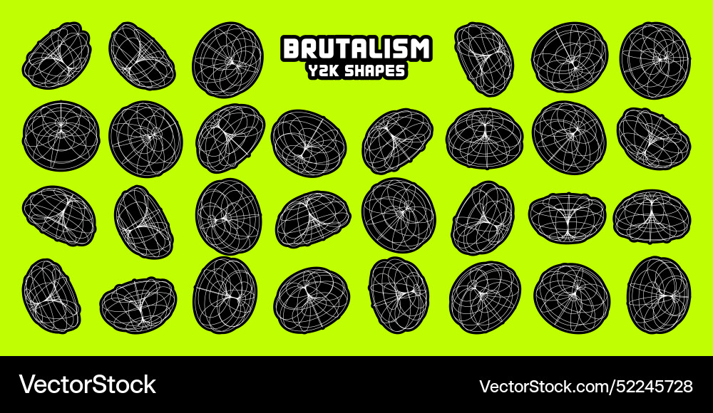 Wireframe lined shapes perspective mesh 3d grid vector image