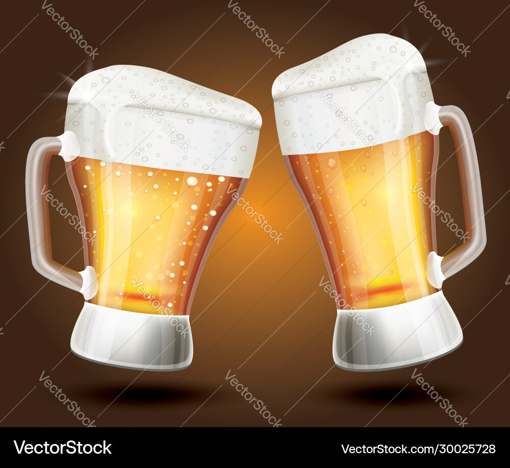 Zwei Glasbier auf einem braunen Gradienten Hintergrund Zwei Glasbier auf einem braunen Gradienten Hintergrund vektorbild