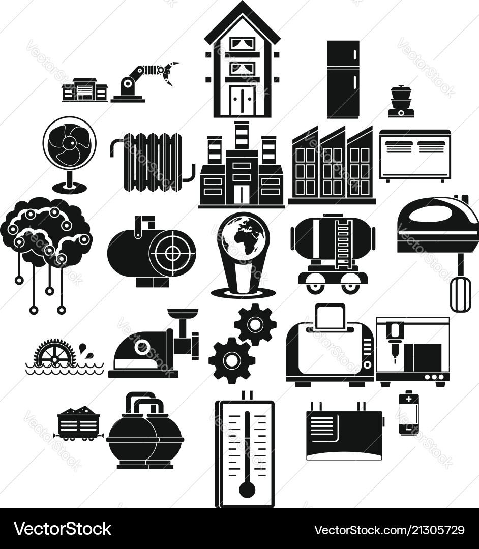 Electrical engineering icons set simple style Electrical engineering icons set simple style Vector Image