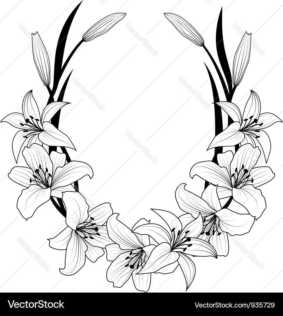 Elegant Lily Frame Vector Image