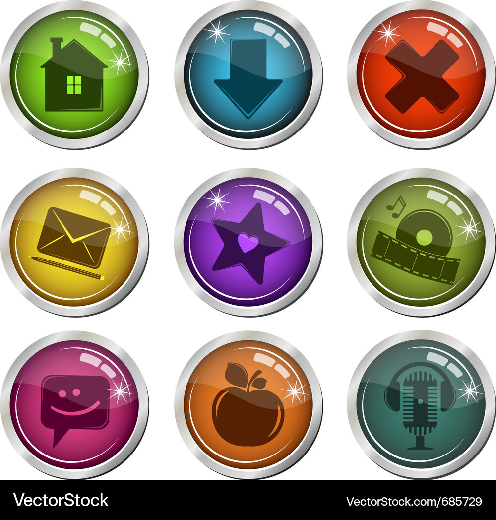 Glassy buttons for interface Vector Image