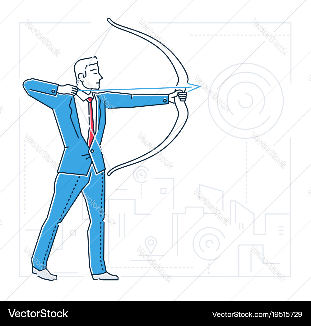 Goals setting - line design style isolated vector image