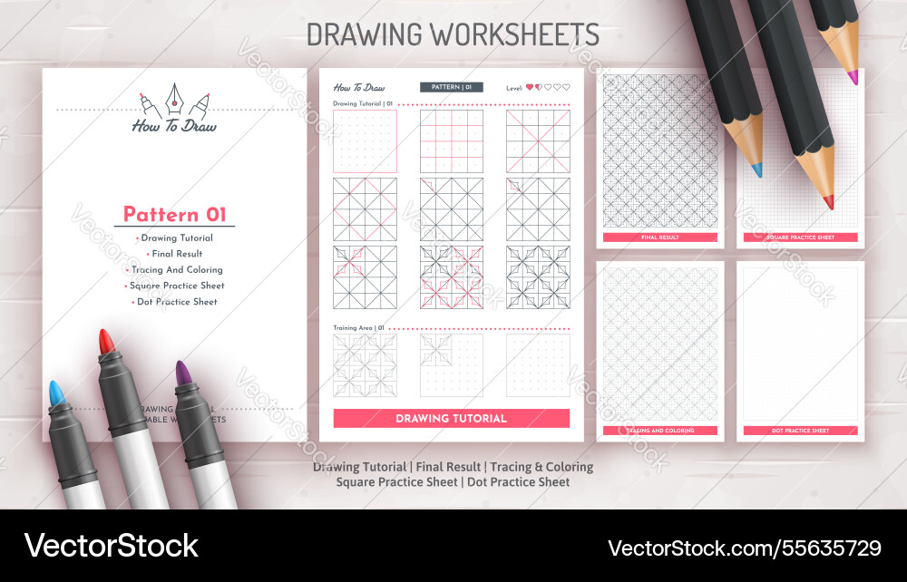 How to draw a pattern step by drawing vector image