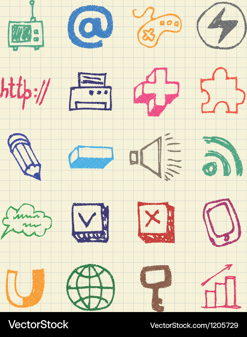 Internet media and network web icons set vector image