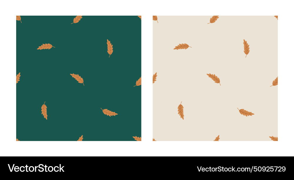 Simple seamless pattern set with golden leaves Simple seamless pattern set with golden leaves vector image