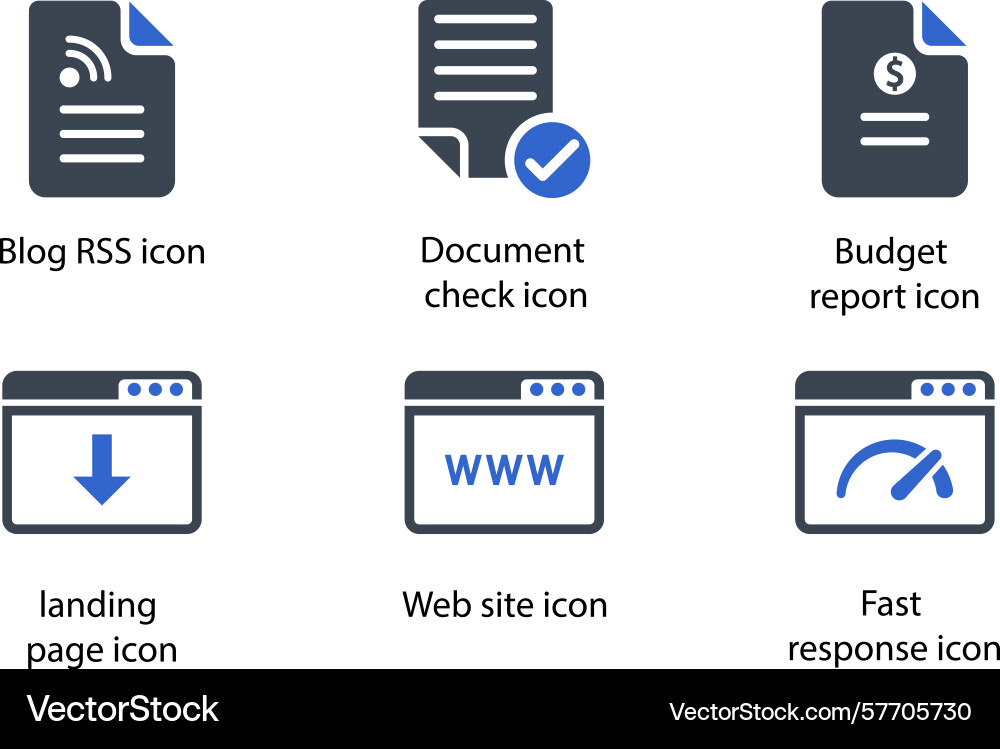 Blog rss document check budget report landing vector image