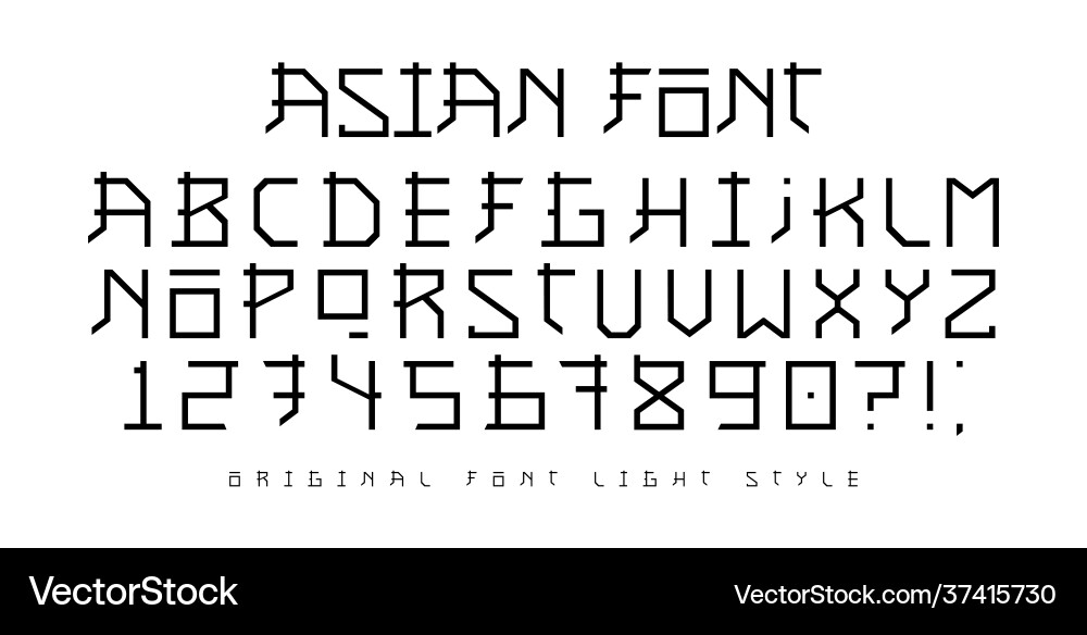 Handmade asian and japanese style font Handmade asian and japanese style font vector image