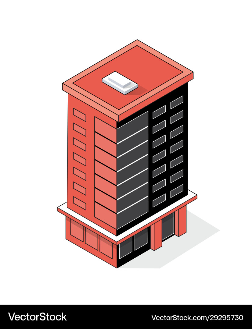 Isometric 3d module block district part Isometric 3d module block district part vector image