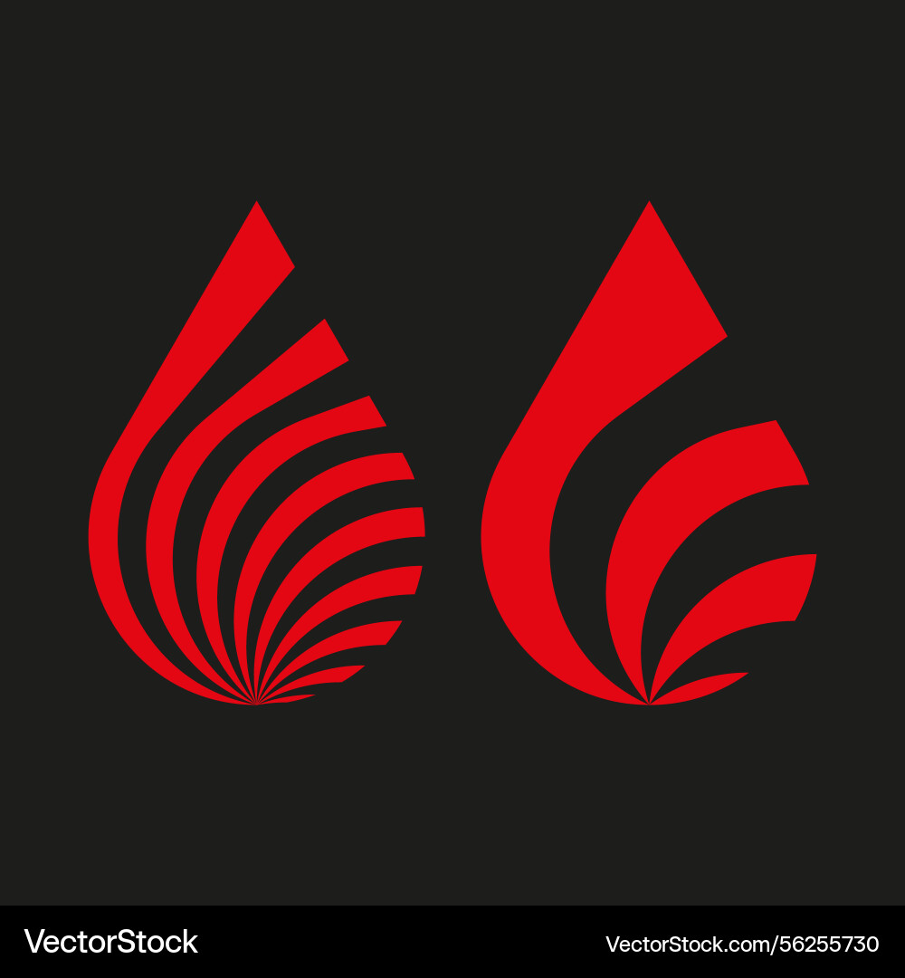Red drop shapes abstract curved stripe elements vector image