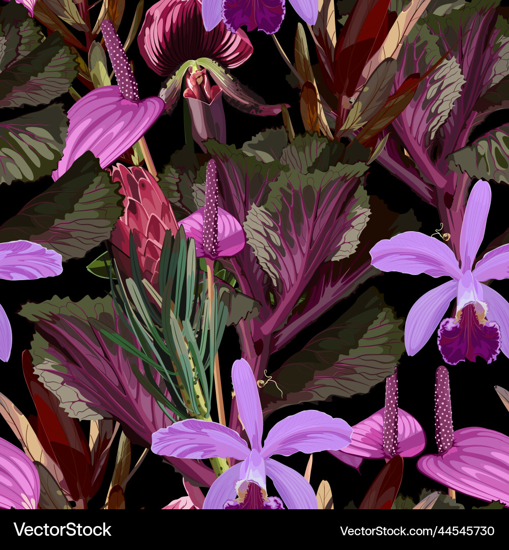 Seamless pattern with decorative cabbage and flowe Seamless pattern with decorative cabbage and flowe vector image