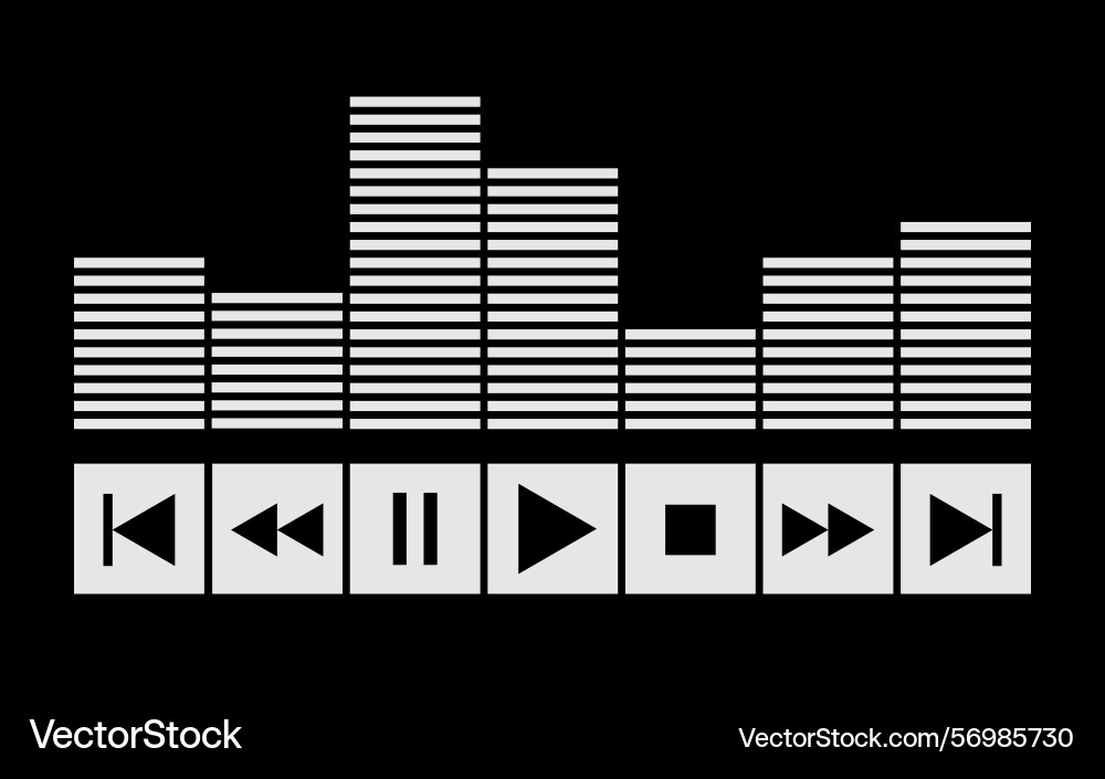 Sound wave with control buttons icon for design vector image
