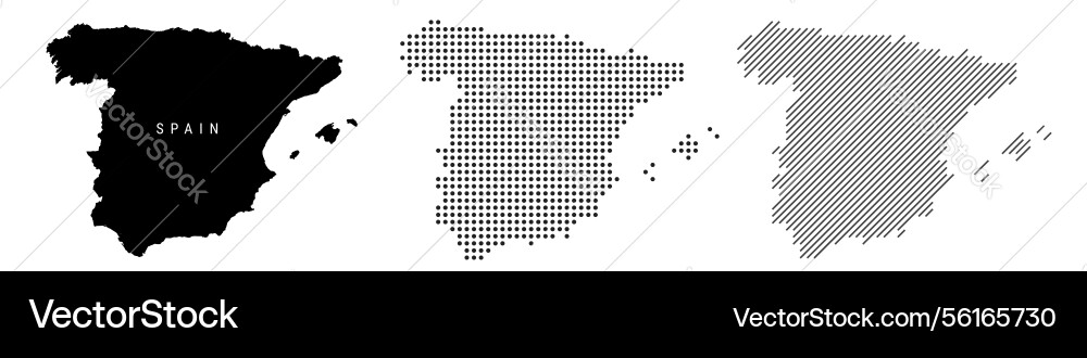 Spain silhouette map and two patterns of dots Spain silhouette map and two patterns of dots Vector Image