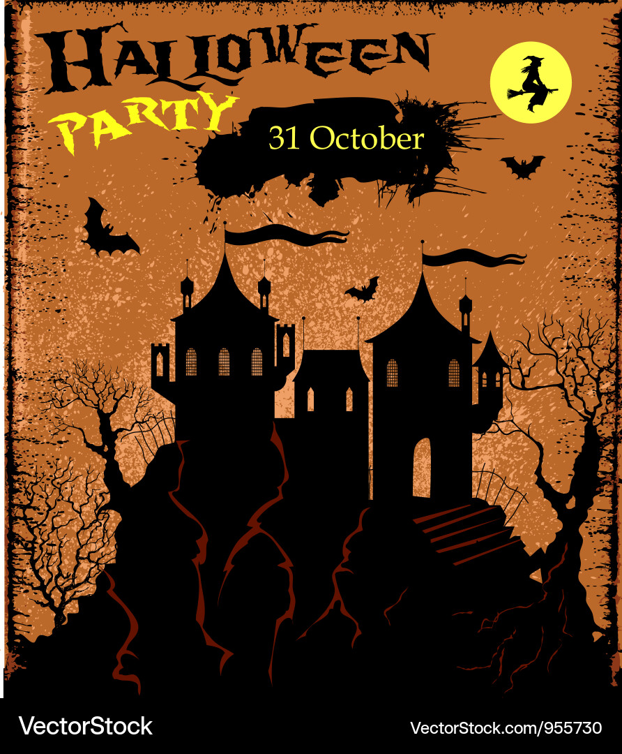 Spooky Halloween Castle Backdrop Vector Image
