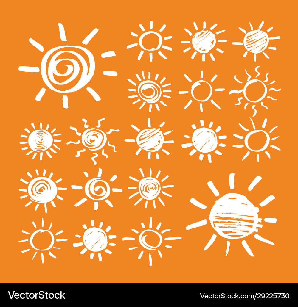 Sun hand drawn marker vector image