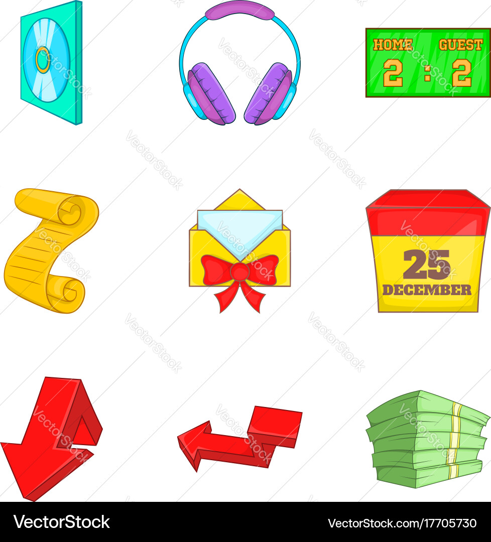 Upload data icons set cartoon style vector image