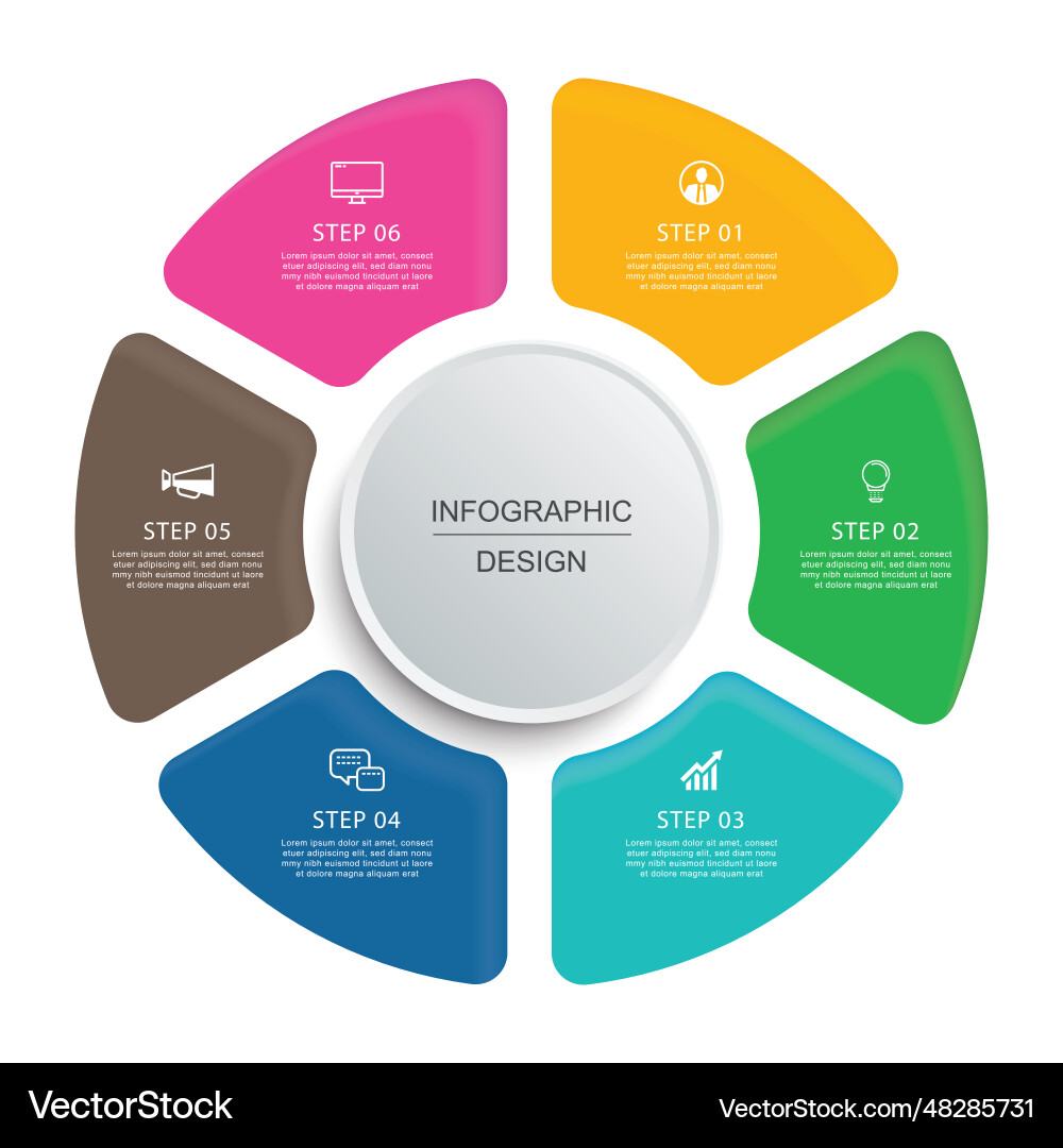 Infographics circle timeline with 6 number data vector image