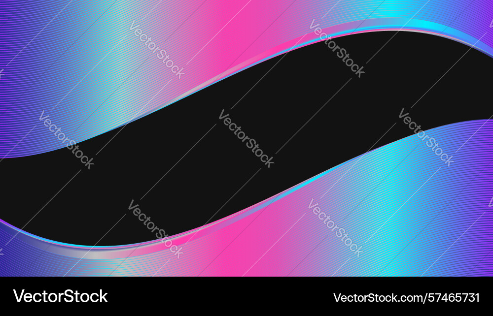 Neon wave gradient background with curved lines vector image