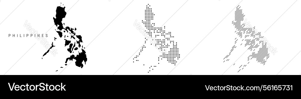 Philippines silhouette map and two patterns Vector Image