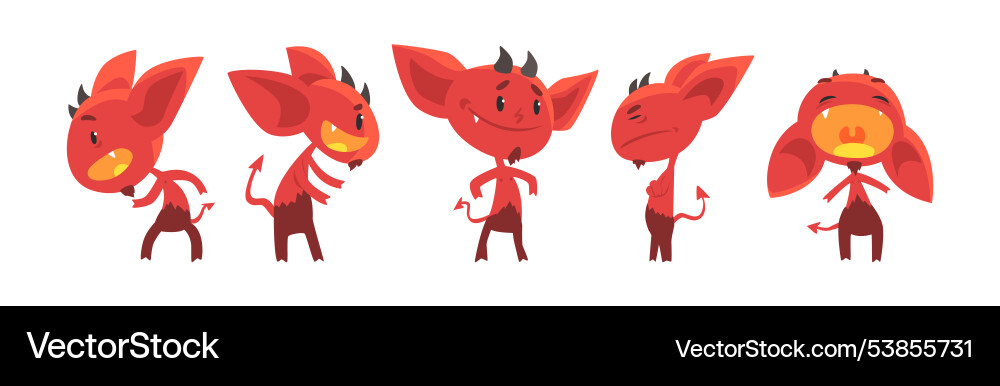 Red devil character with horns and face emotion Red devil character with horns and face emotion vector image