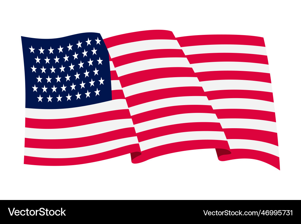 Waving flag american on white background vector image