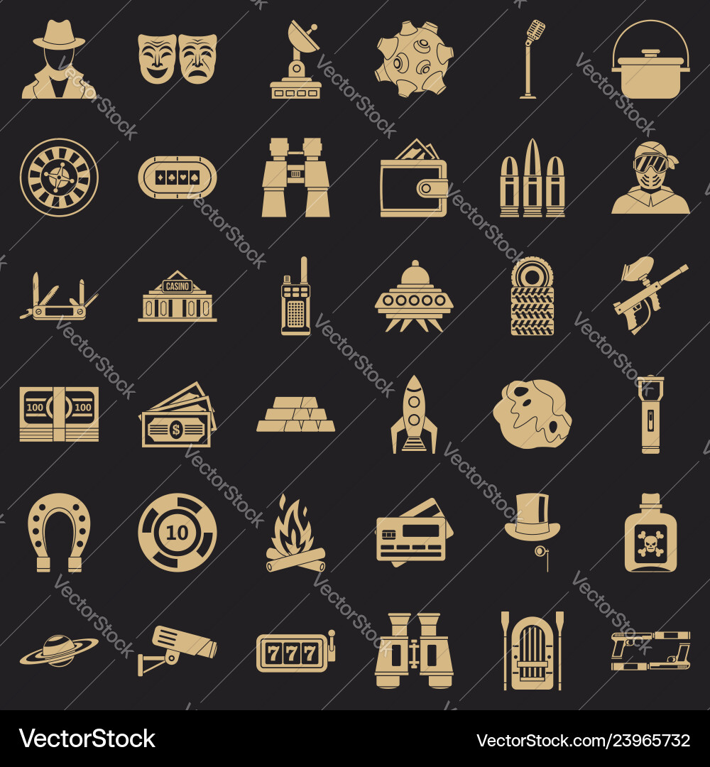 Active games icons set simple style Vector Image