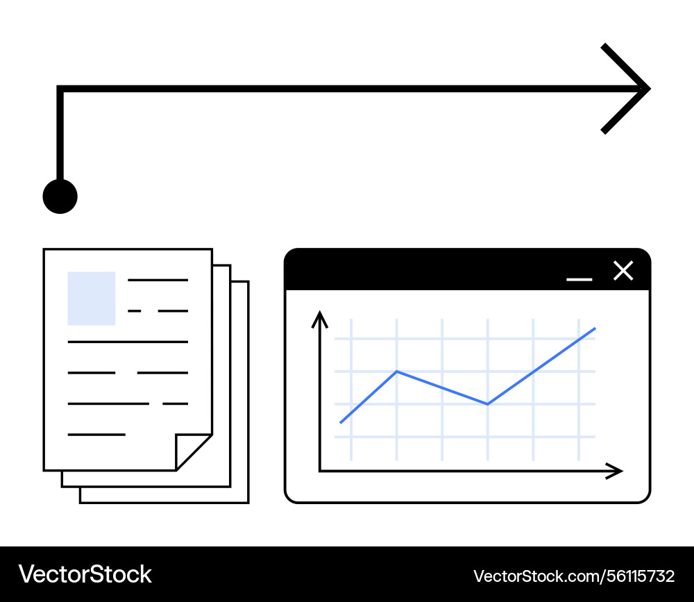 Data flow from documents to digital graph Data flow from documents to digital graph vector image