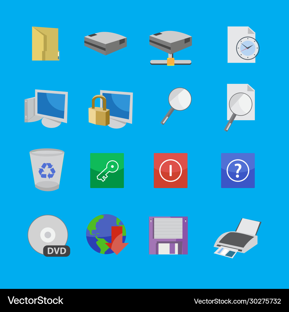 Flat Computer Icons Set vector image