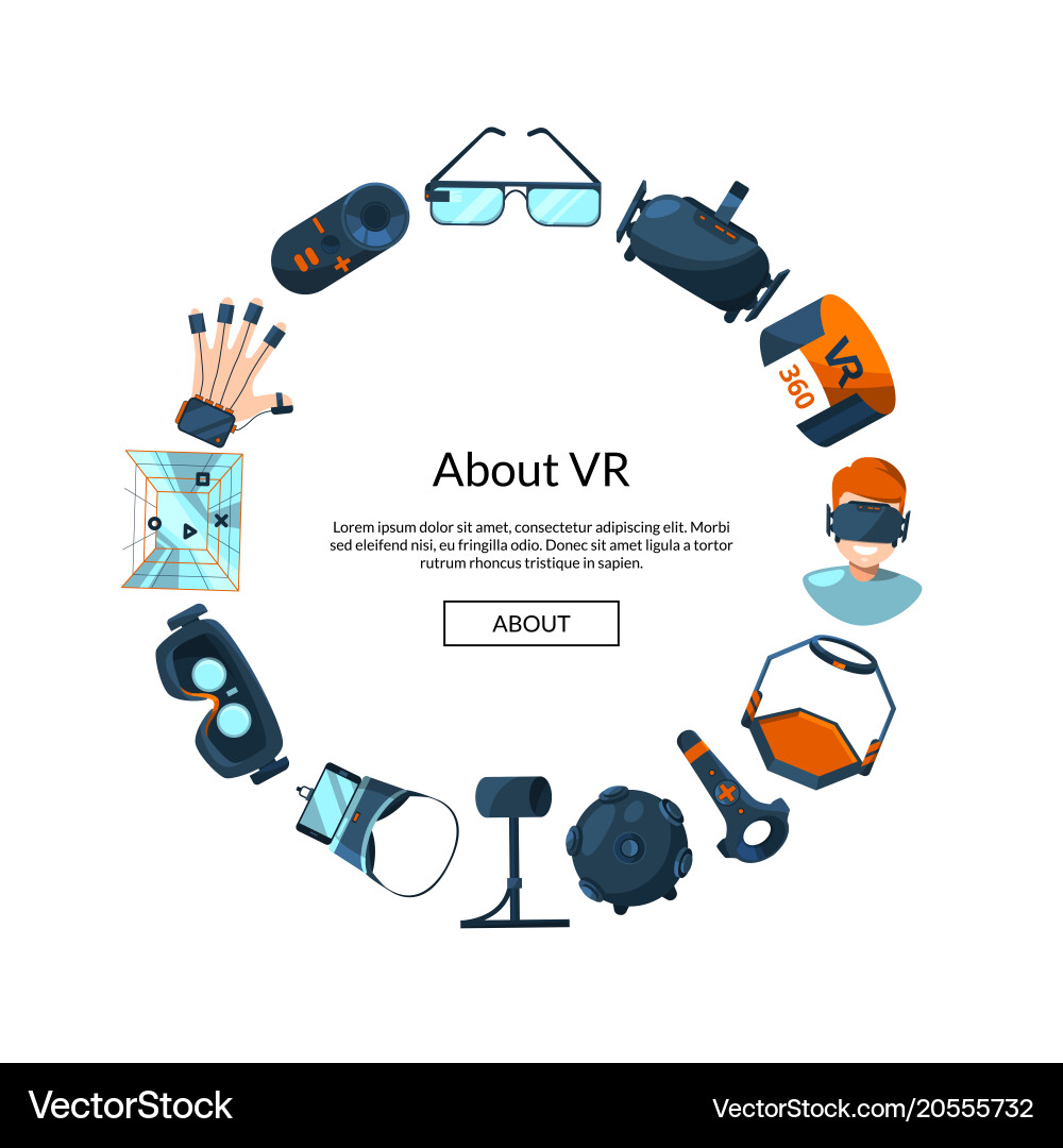 Flat style virtual reality elements Vector Image