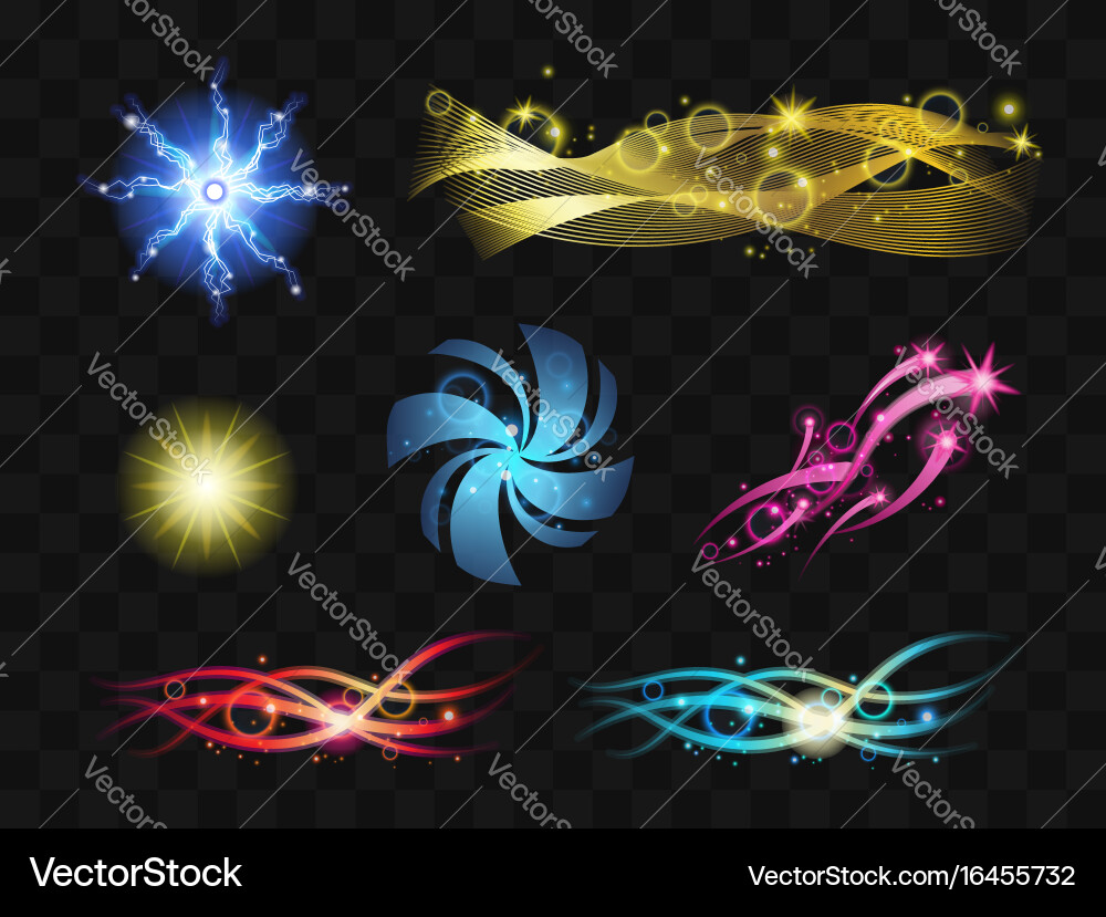 Light effects - set of realistic design vector image
