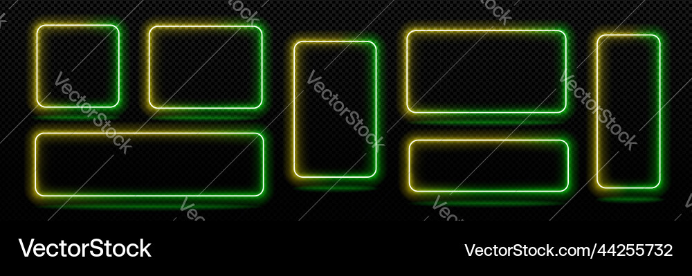 Neon frames isolated colorful led borders set vector image