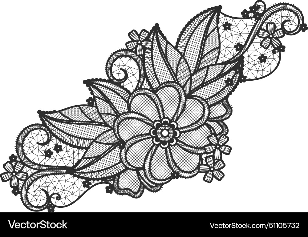 Ornate lace flower element handmade textile decor Vector Image