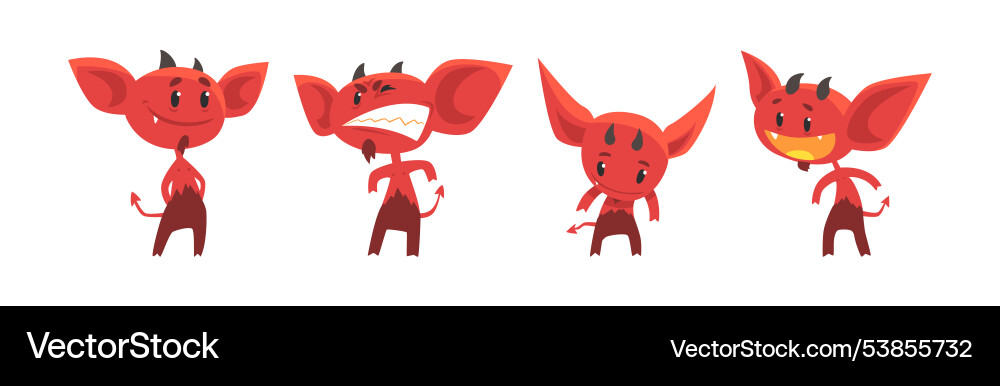 Red devil character with horns and face emotion Red devil character with horns and face emotion vector image