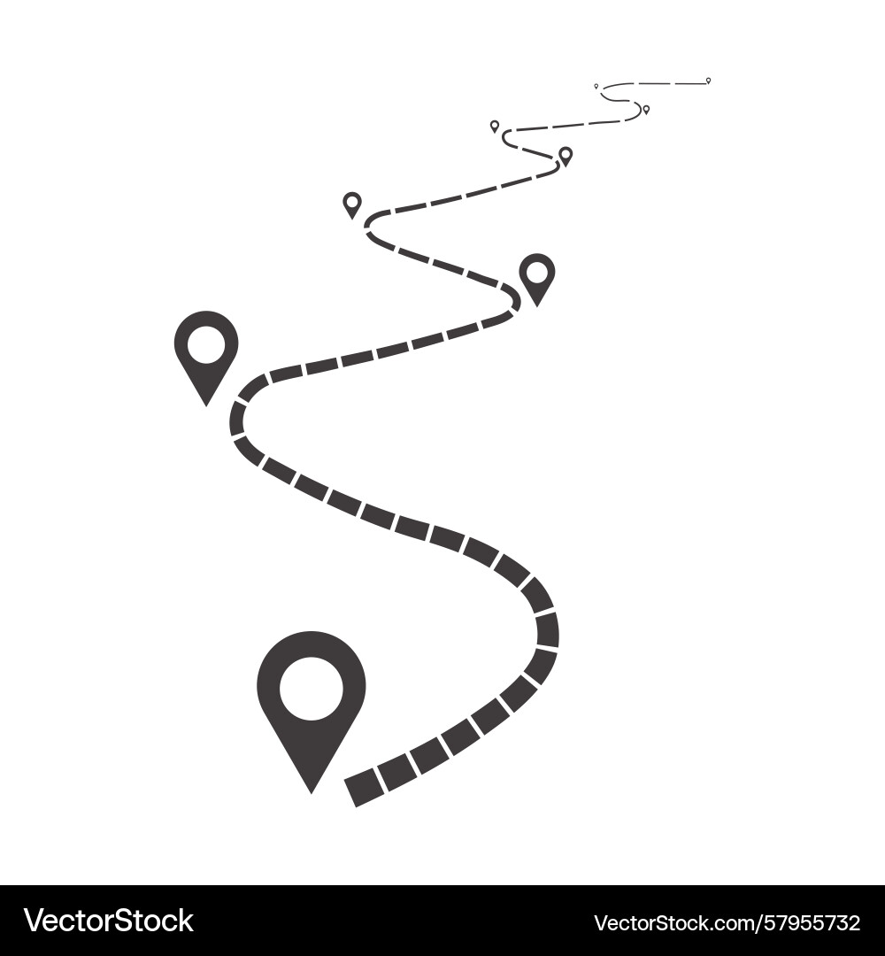 Route Navigation Path with Location Pins Vector Image