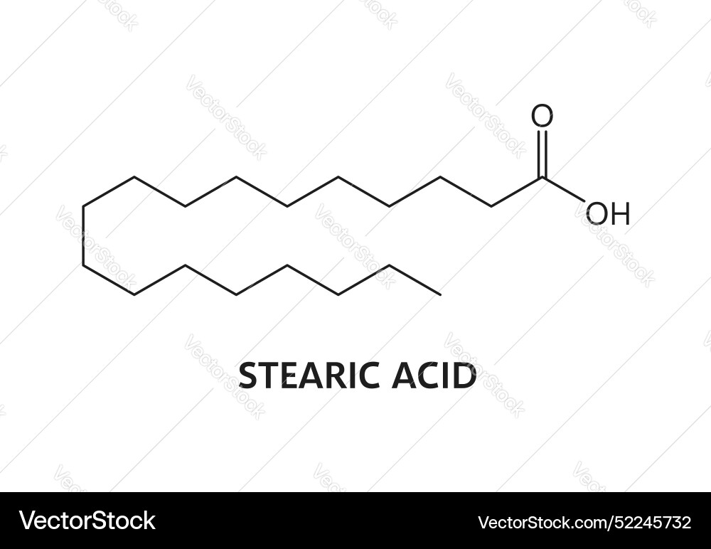 Stearic acid chemical molecule structure formula Stearic acid chemical molecule structure formula vector image