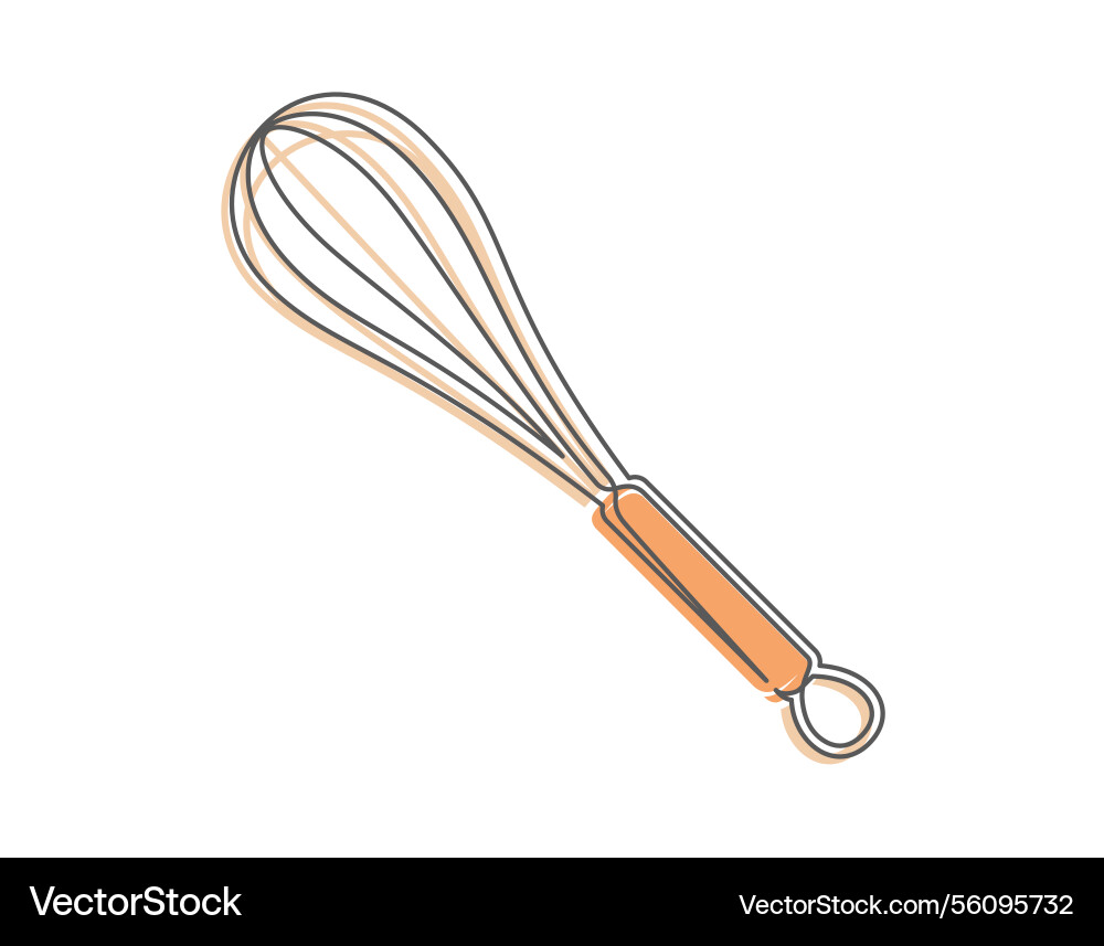 Whisk continuous one line icon isolated on white Vector Image