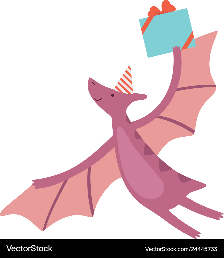 Cute dinosaur in party hat funny colorful Cute dinosaur in party hat funny colorful vector image