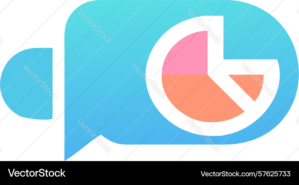 Data flow arrow with pie chart icon analytics vector image