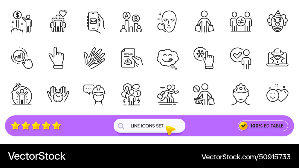 Fraud freezing click and veins line icons for web Fraud freezing click and veins line icons for web vector image