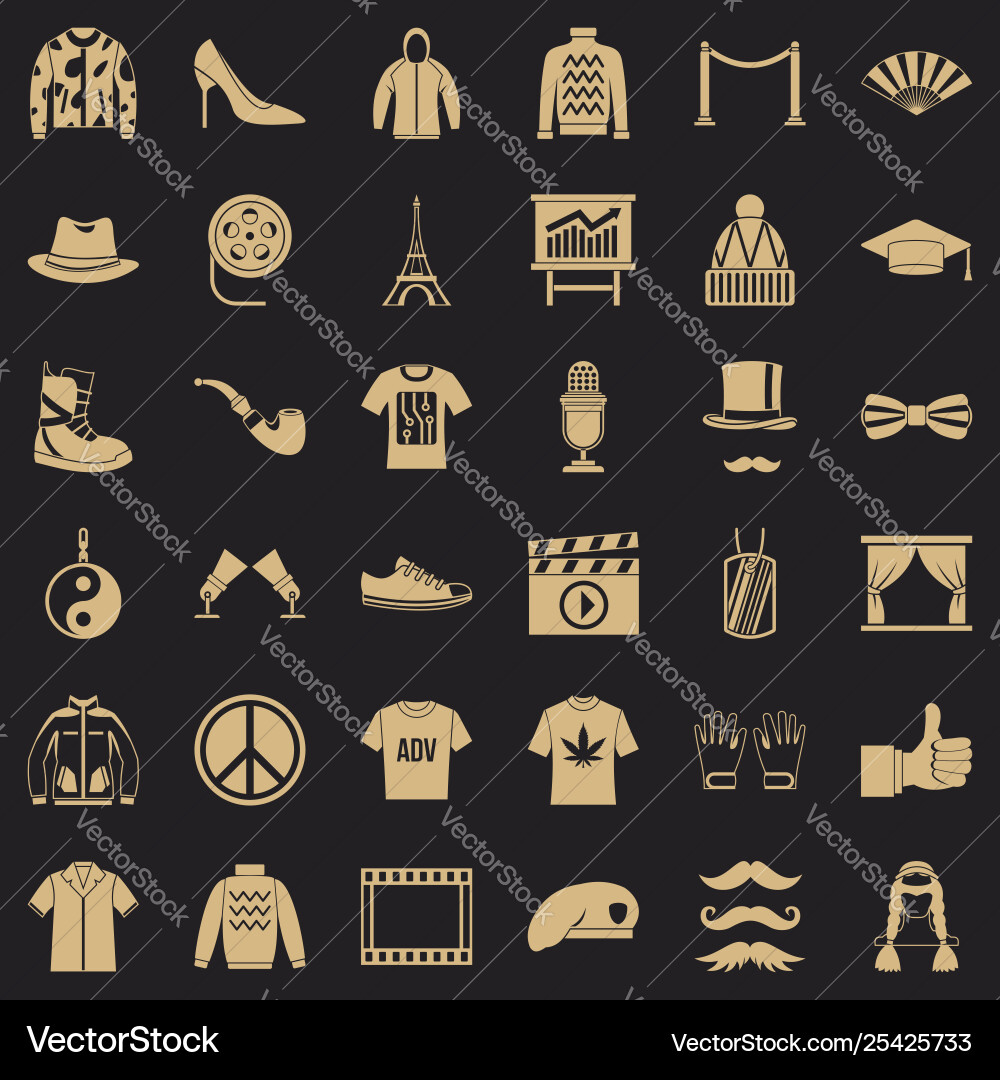 Image icons set simple style Vector Image
