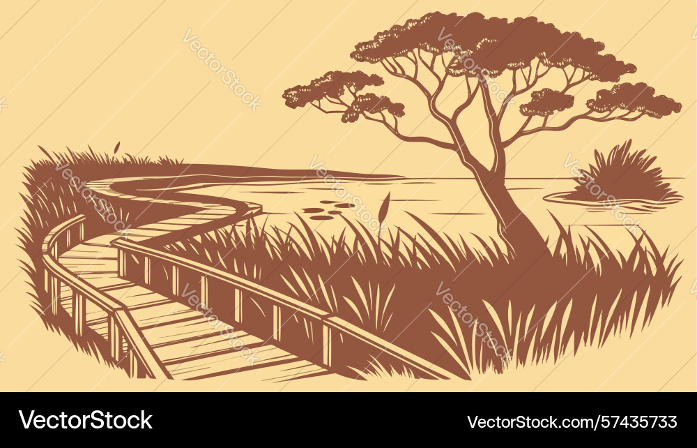 Path from open book into landscape design Vector Image
