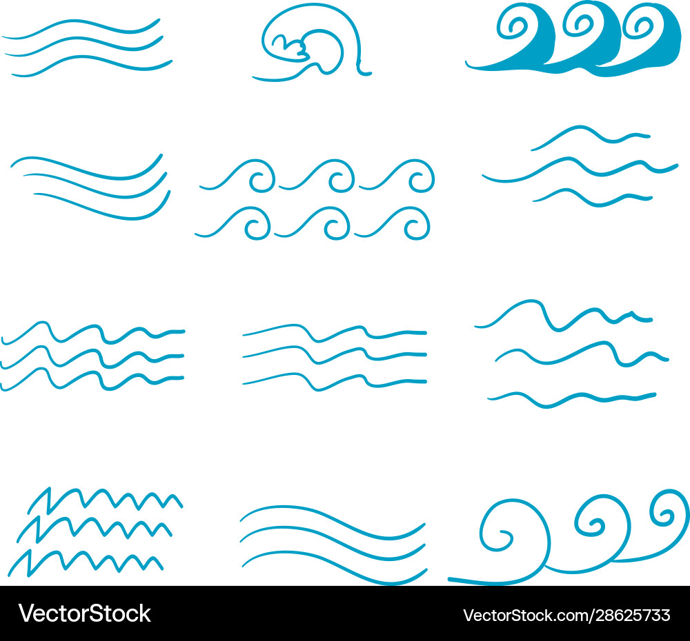 Set thin line waves with handddrawn doodle Set thin line waves with handddrawn doodle vector image