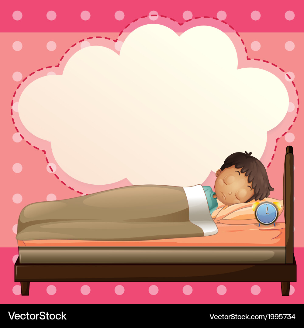 A boy sleeping with an empty callout template Vector Image